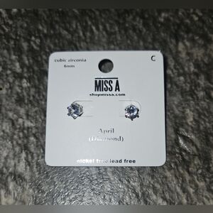 April Birthstone Cubic Zirconia Stud Earrings BNIB